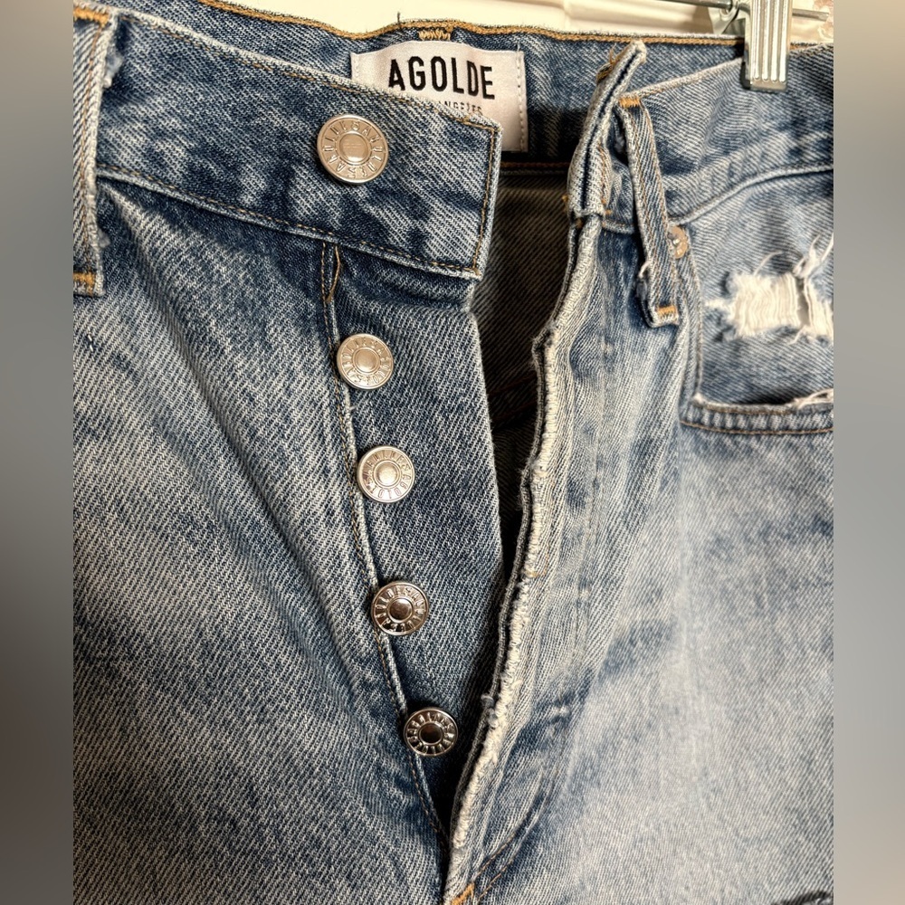 AGOLDE '90s Mid Rise Loose Fit Distressed Jeans 24 in Fall Out A069C-811 - Picture 9 of 13
